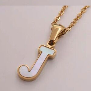 Gold Initial 'J' Pendant Necklace